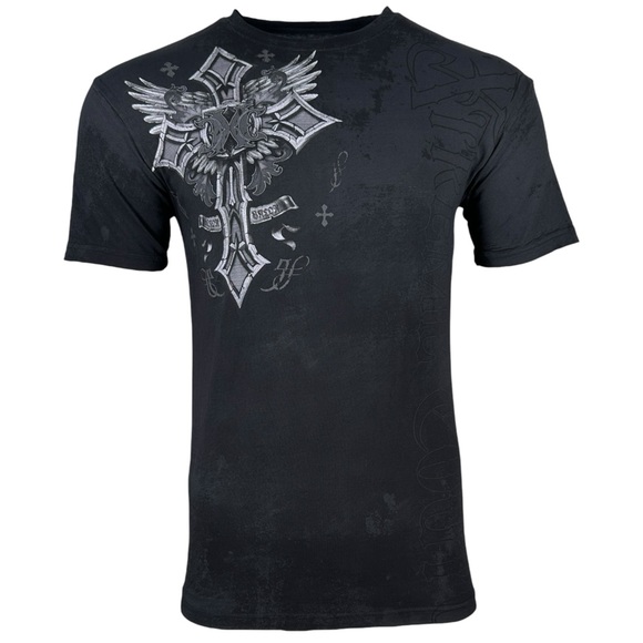 Xtreme Couture by Affliction Men's T-Shirt Brigadier Biker Cross Y2K S-5XL - Picture 3 of 7